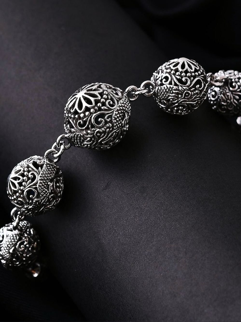 Bali Style Phoenix Silver Floral Filigree Bracelet - 18 grams sterling silver